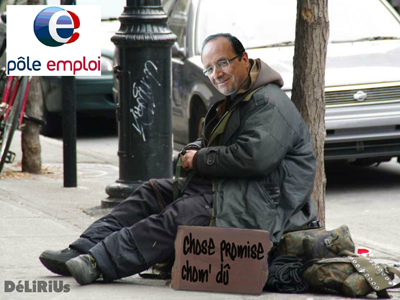François Hollande fait la manche en face de Pôle Emploi