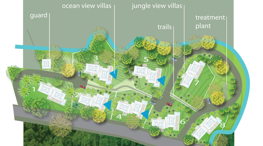 Plan d'ensemble terrain + 8 maisons, projet écologique, Playa Grande, Guanacaste, Costa Rica