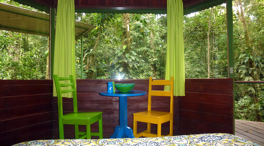 Cabanes dans les arbres, Costa Rica, cabane 2, vue de l'intérieur