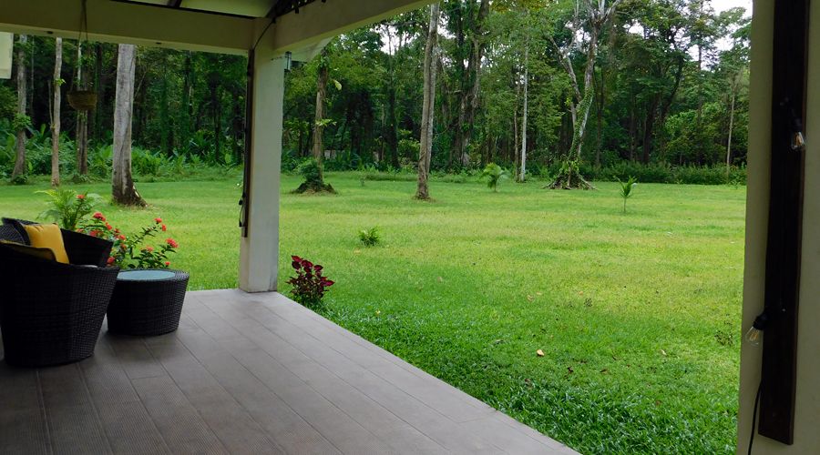 Costa Rica - Cahuita - Maison neuve 4 chambres - Une partie du parc vu de la terrasse